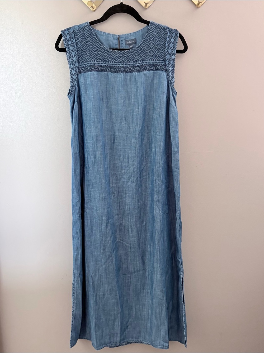 J.Jill Denim Embroidered Maxi Dress Blue Size XS